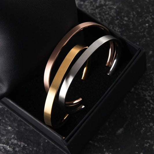 Matt Surface Brushed Stainless Steel Blank Cuff Bangle 4 Colors Bracelet Jewelry Gifts for Man and Women