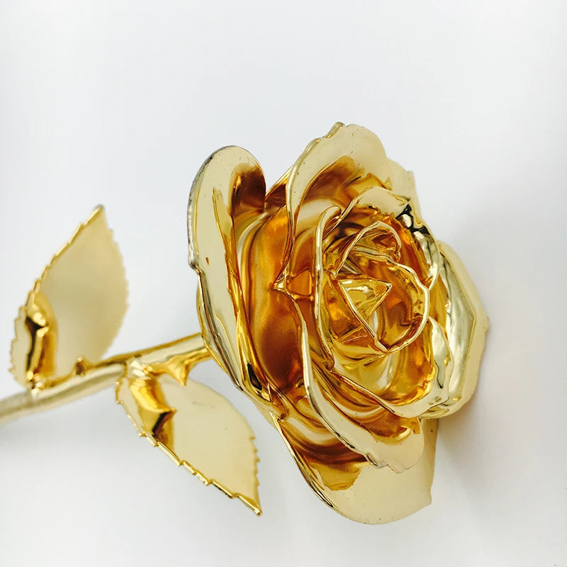Real Nature Rose 24K Gold Dipped Rose Artificial Rose Flower with Gift Box Red Gold Rose for Lover