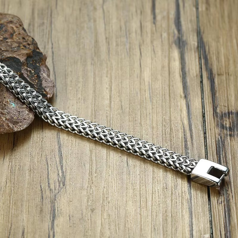 Stylish Stainless Steel Bali Foxtail Chain Bracelet for Men,Double Franco Link Chain Bracelets,Armband Male Jewelry