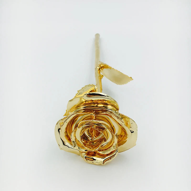 Real Nature Rose 24K Gold Dipped Rose Artificial Rose Flower with Gift Box Red Gold Rose for Lover