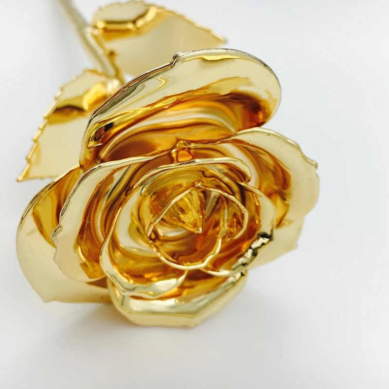 Real Nature Rose 24K Gold Dipped Rose Artificial Rose Flower with Gift Box Red Gold Rose for Lover