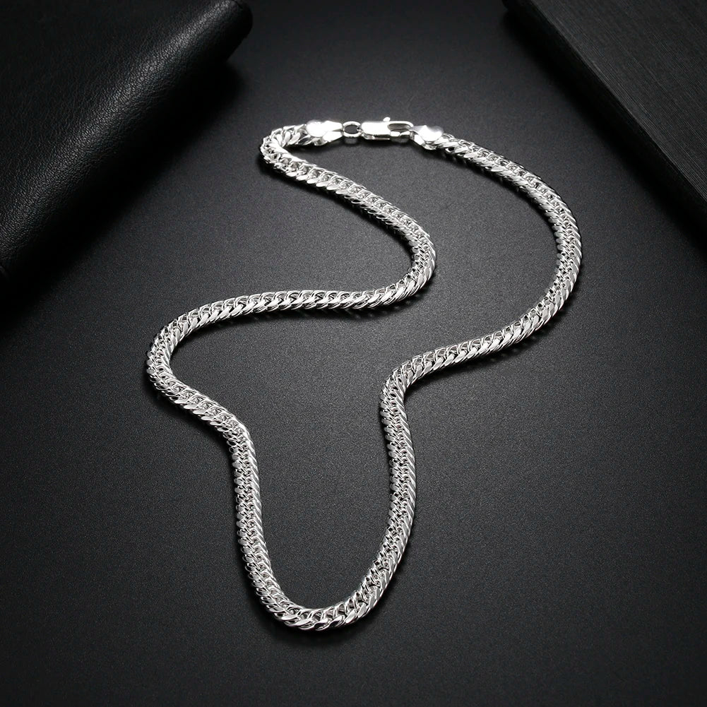 New 925 Sterling Silver Fine 6MM Geometry Chain Necklace for Men'S Women Luxury Fashion Party Wedding Jewelry Christmas Gifts
