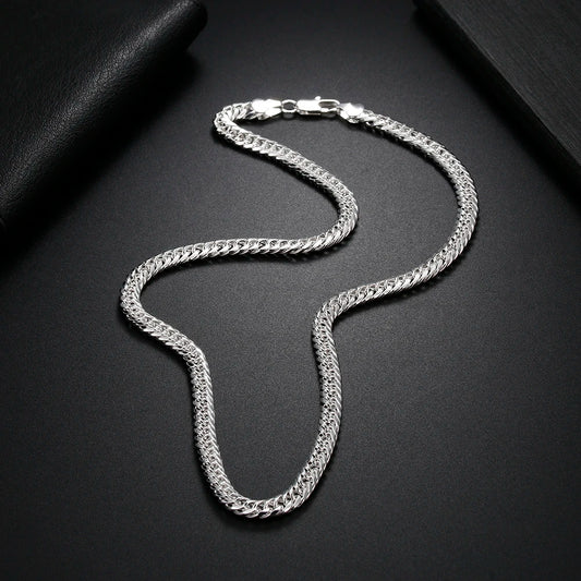 New 925 Sterling Silver Fine 6MM Geometry Chain Necklace for Men'S Women Luxury Fashion Party Wedding Jewelry Christmas Gifts