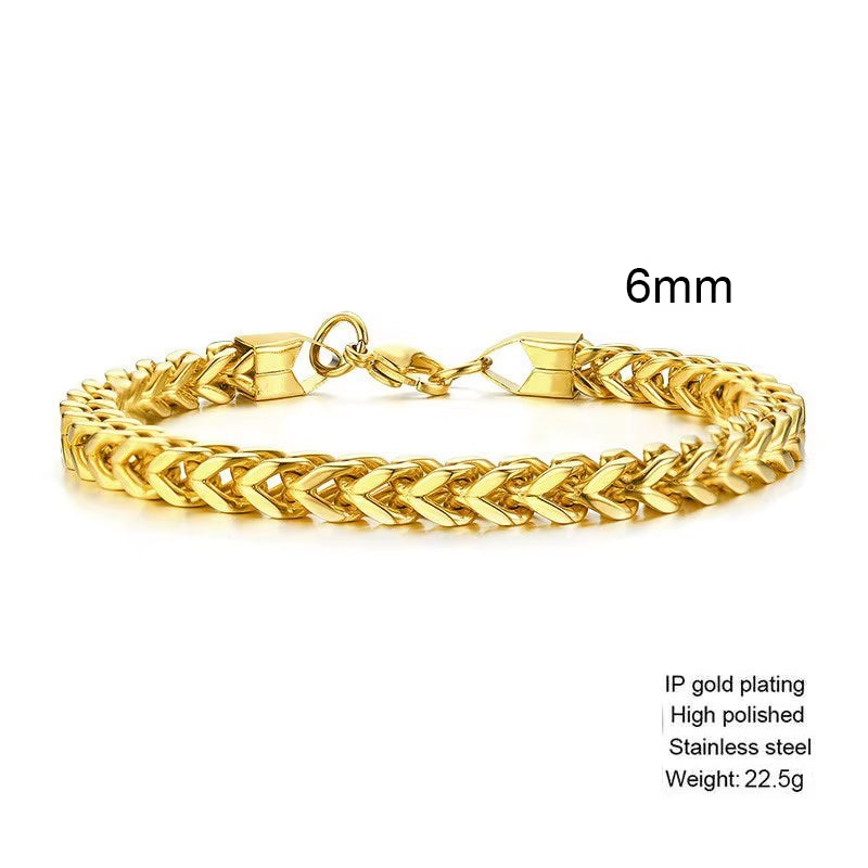 Stylish Stainless Steel Bali Foxtail Chain Bracelet for Men,Double Franco Link Chain Bracelets,Armband Male Jewelry