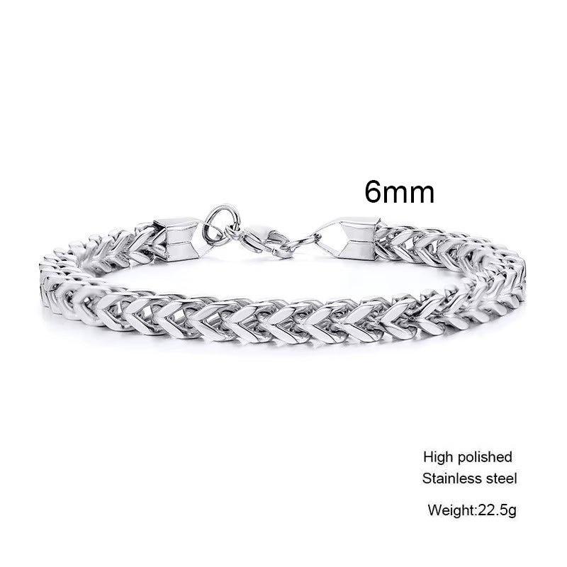 Stylish Stainless Steel Bali Foxtail Chain Bracelet for Men,Double Franco Link Chain Bracelets,Armband Male Jewelry