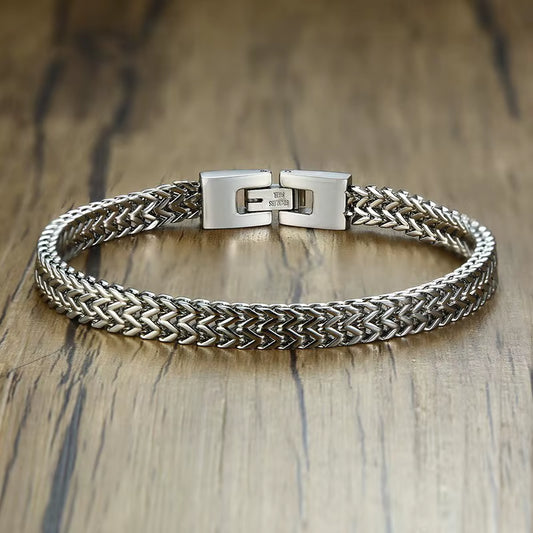 Stylish Stainless Steel Bali Foxtail Chain Bracelet for Men,Double Franco Link Chain Bracelets,Armband Male Jewelry
