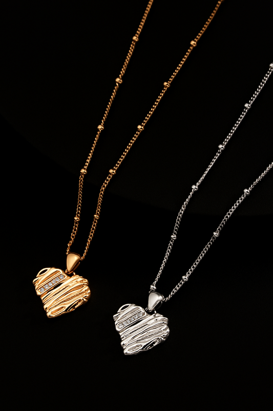 Zirconia heart necklace | 18 carat | Sterling silver