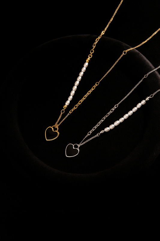 Pearl heart necklace | 18 carat | Sterling silver