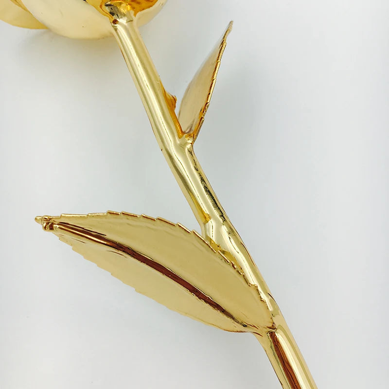Real Nature Rose 24K Gold Dipped Rose Artificial Rose Flower with Gift Box Red Gold Rose for Lover