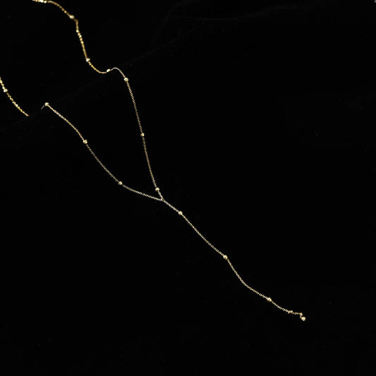 Silver Color Beads Chain Necklace for Women Simple Long Tassel Clavicle Chain Party Jewelry