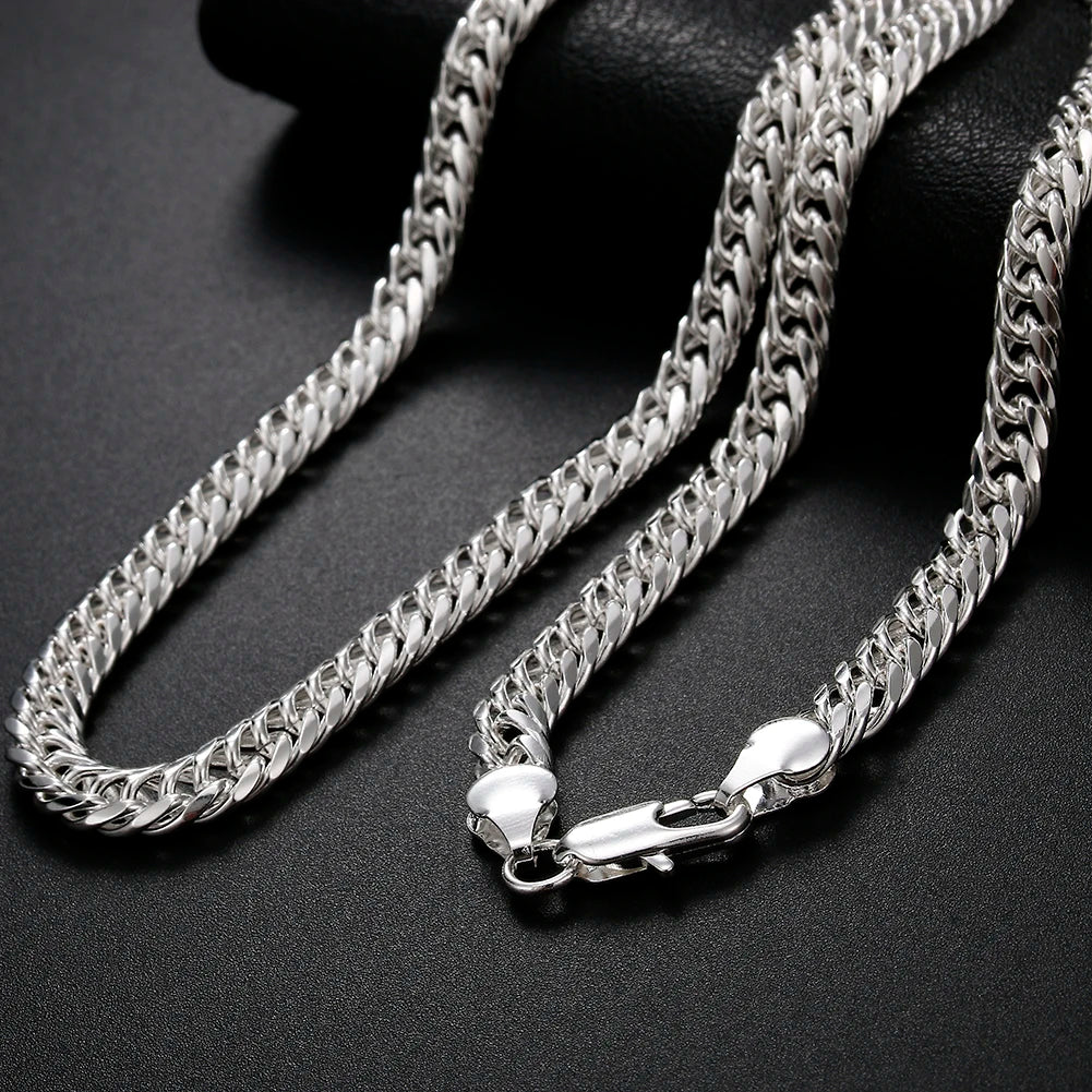 New 925 Sterling Silver Fine 6MM Geometry Chain Necklace for Men'S Women Luxury Fashion Party Wedding Jewelry Christmas Gifts