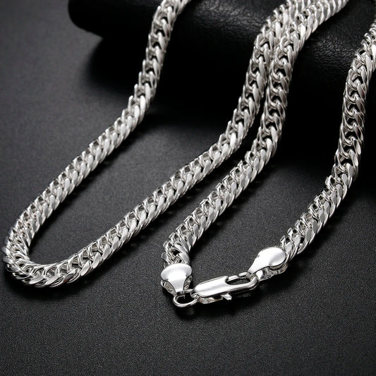 New 925 Sterling Silver Fine 6MM Geometry Chain Necklace for Men'S Women Luxury Fashion Party Wedding Jewelry Christmas Gifts